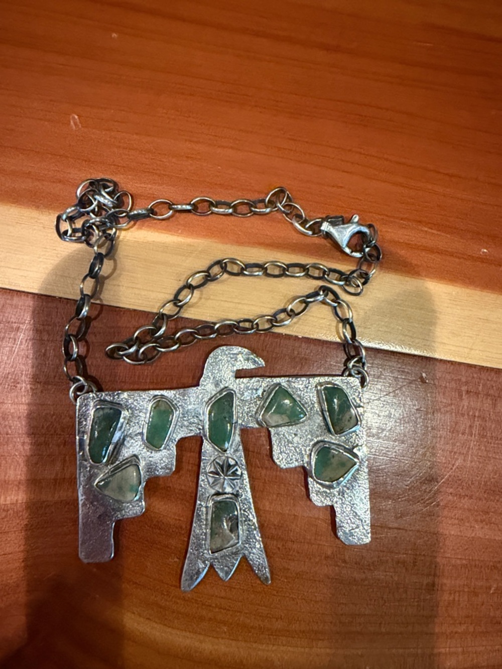 18” signed Sonoran Turquoise sterling silver Thunderbird Statement Necklace